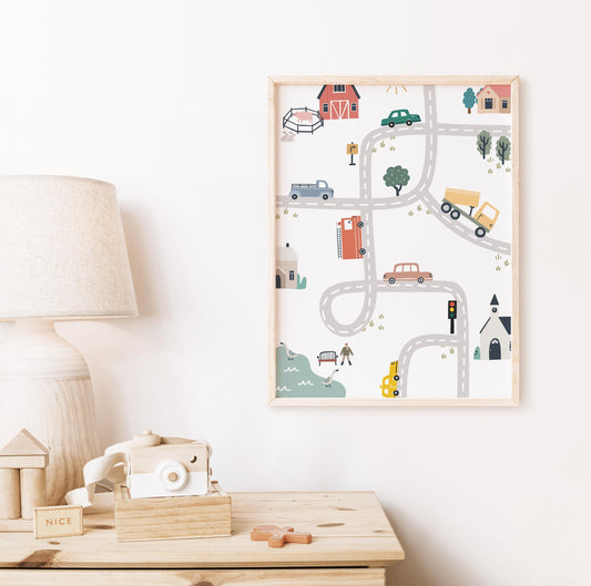 Car & Road Transport Print for Kids