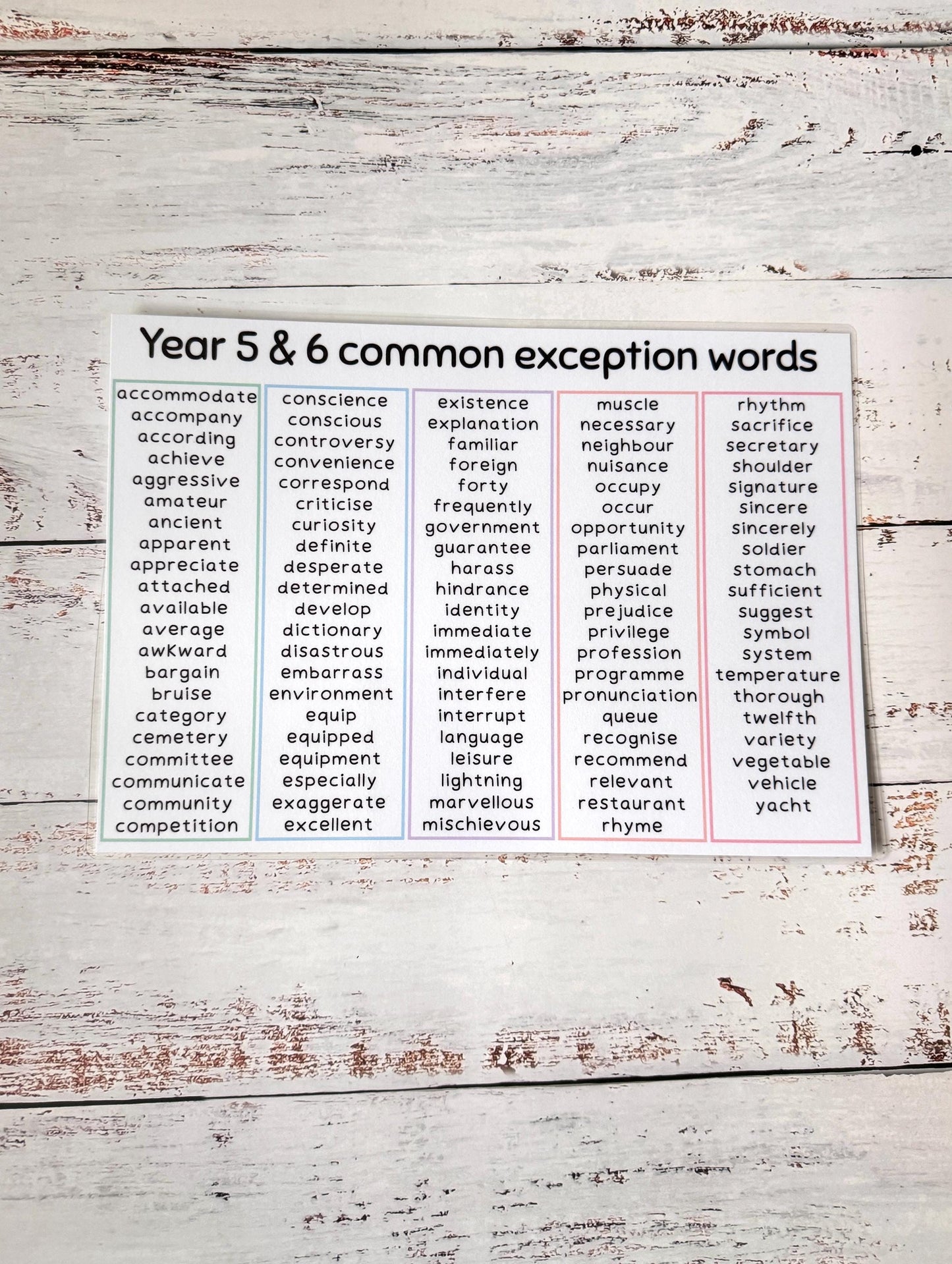 Year 5 & 6 Common Exception Words
