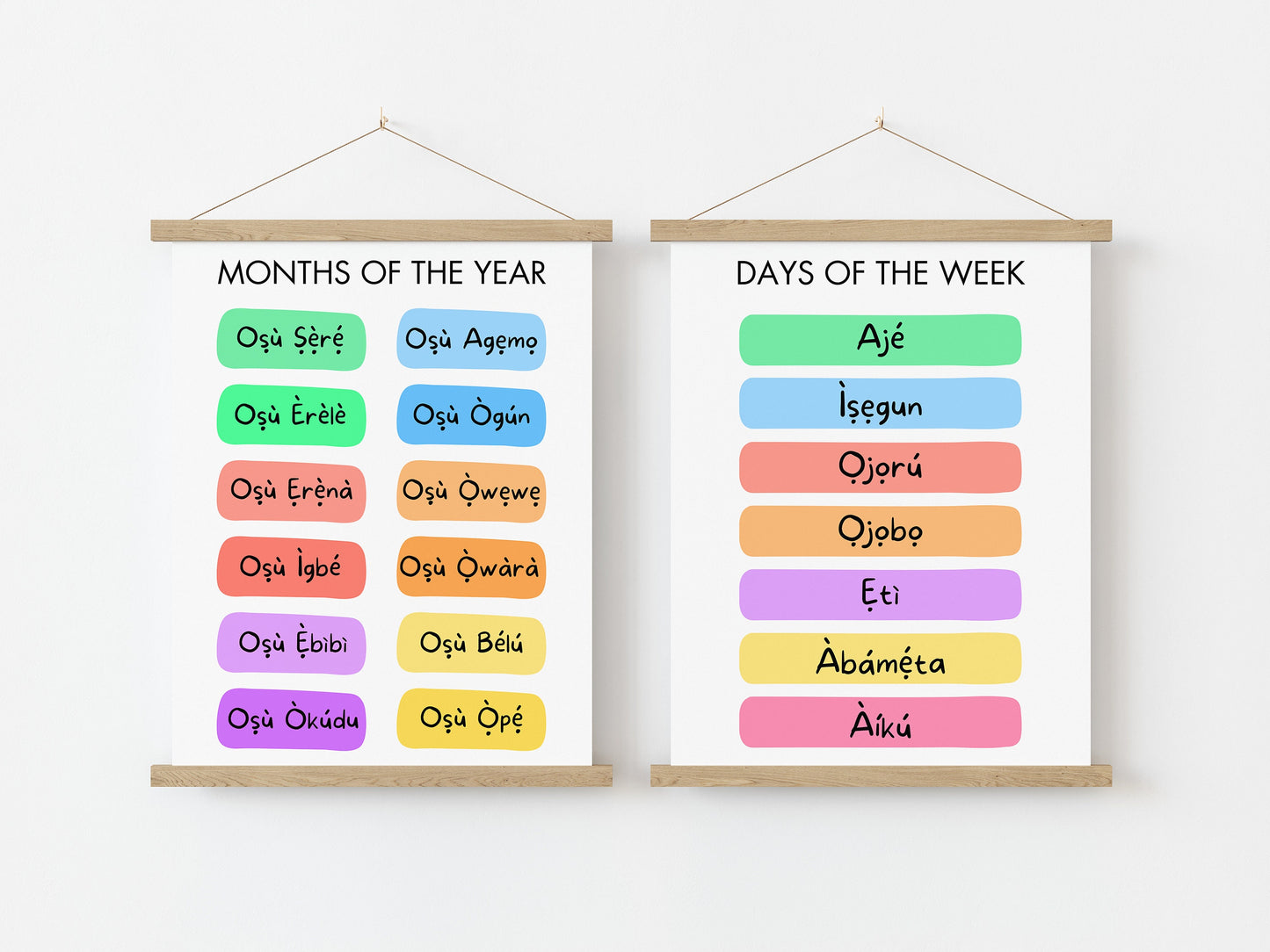 Yoruba Days & Months Learning Print