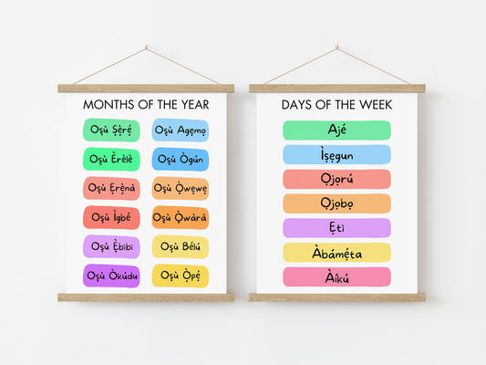 Yoruba Days & Months Learning Print