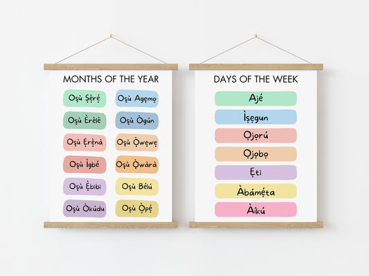 Yoruba Days & Months Learning Print