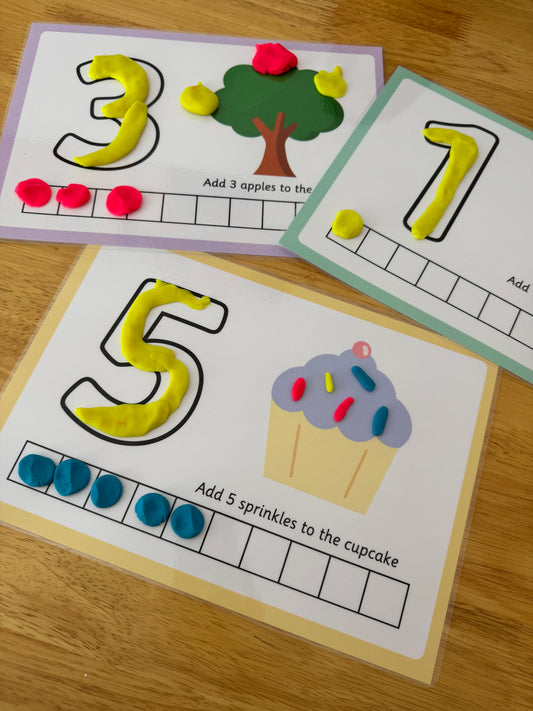 Play-Doh number mats.