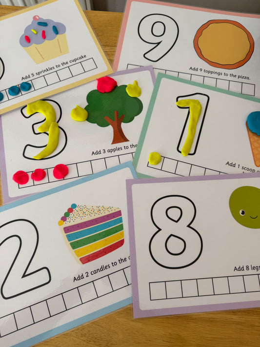 Play-Doh number mats.